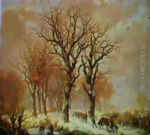 Winterlicher Wald by Johann Bernard Klombeck