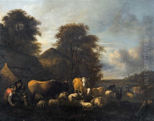 Landschaft Mit Hirten Und Weidendem Vieh - view 1