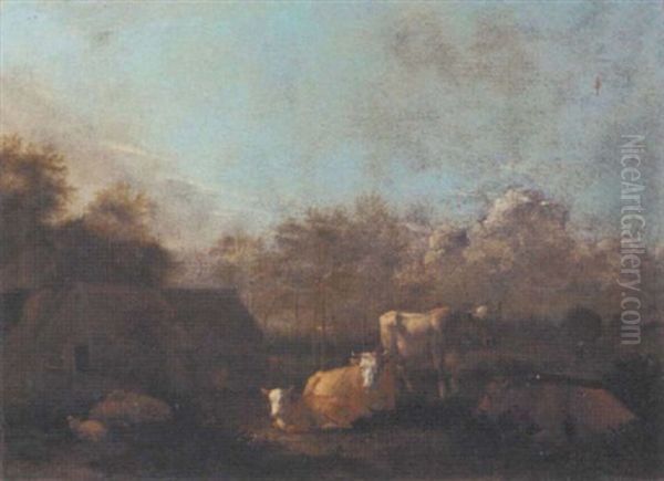 A Pastoral Landscape With Cattle Before A Barn - view 1