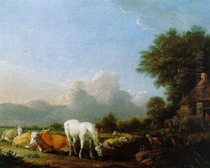 Landschap Met Een Schimmel En Vee Landschap Met Een Schimmel En Vee
