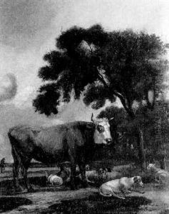 Vieh Auf Der Weide Unter Einem Grosen Baum by Albert Jansz Klomp