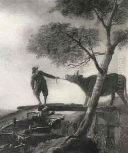 A Peasant Leading A Cow Over A Bridge A Peasant Leading A Cow Over A Bridge