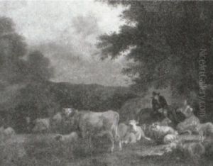Landscape With A Drover And A Shepherdess Conversing Beneath A Tree