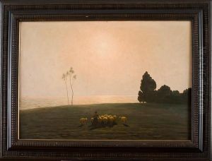 Gregge Al Pascolo In Riva Al Mare by Giuseppe Bazzani