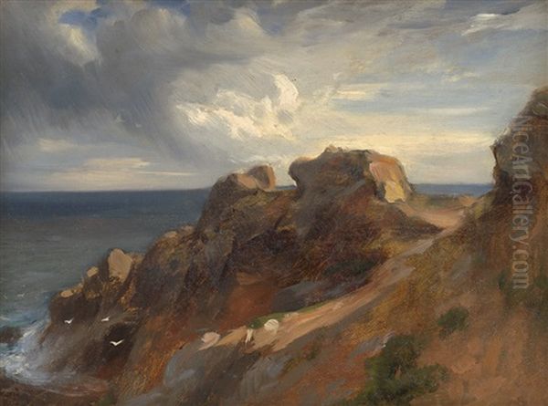 Felsige Meereskuste Unter Wolken - view 1