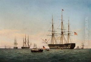 Seascape With American Liners by Frederik Theodor Kloss