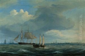 Corvetten "najaden" Og Andre Skibe Ud For Kjobenhavn by Frederik Theodor Kloss