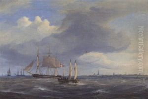 Corvetten Najaden Og Andre Skibe Ud For Kjobenhavn by Frederik Theodor Kloss