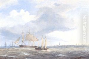Marine, Talrige Skibe Pa Havet Udfor Kobenhavn by Frederik Theodor Kloss