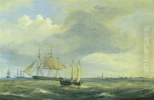 Marine Med Mange Skibe Udfor Kobenhavn by Frederik Theodor Kloss