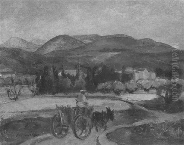 Provencalische Landschaft Mit Eselwagen - view 1