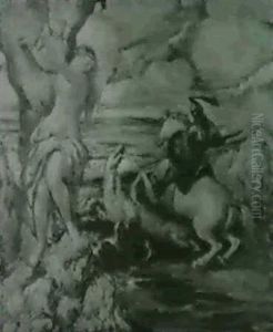 Die An Den Felsen Geschmiedete Andromeda Wird Von Perseus Befreit by Erich Klossowski