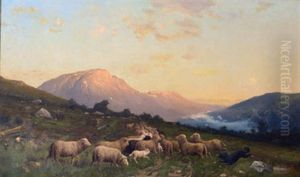 Sheep In Mountainous Landscape by Robert Kluth