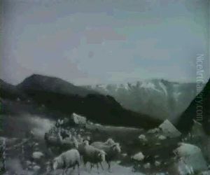 Norwegische Landschaft Mit Schafherde by Robert Kluth