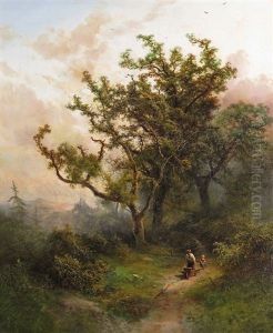 Woodland Scene With A Woodman And His Daughter