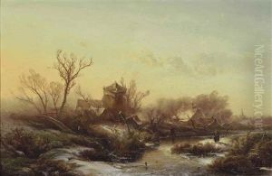 A Quiet Morning On The Ice by Pieter Lodewijk Francisco Kluyver