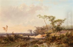 Woman On A Path In A Heather Landscape thumbnail