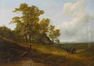 Weite Hollandische Landschaft Mit Bauernkate by Pieter Lodewijk Francisco Kluyver