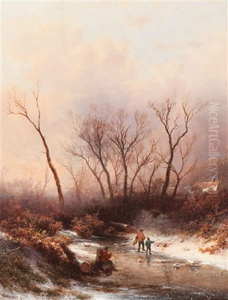 Wood Gatherers On The Ice - view 1