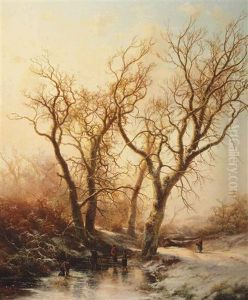 A Winter Landscape With Figures On The Ice