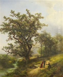 Promenerande Par Vid Back by Pieter Lodewijk Francisco Kluyver
