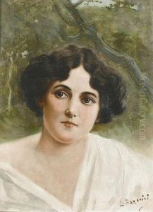 Portrat Einer Jungen Frau Im Freien. by L. Bazzanini