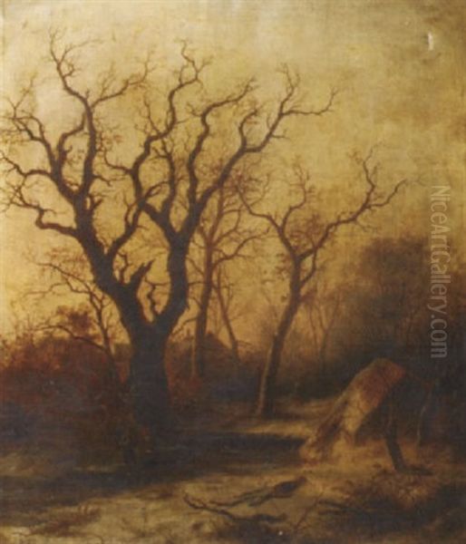 Wood Gatherers On A Frozen River - view 1
