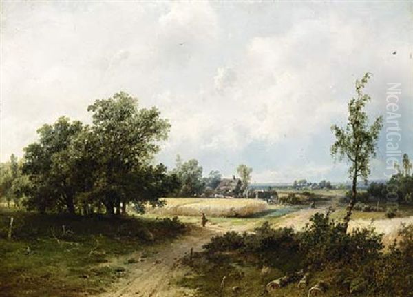 A Panoramic Landscape With Travellers On A Path - view 1