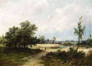 A Panoramic Landscape With Travellers On A Path thumbnail