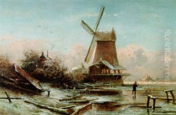 A Winter Landscape With A Windmill - view 1