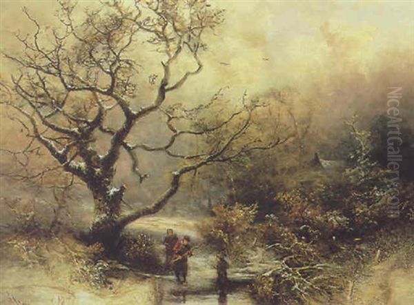 Figures By The Ice In A Winter Landscape - view 1
