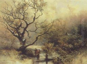 Figures By The Ice In A Winter Landscape