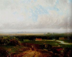 A Panoramic View Of Haarlem With Figures On A Track In Kraantje Lek In The Foreground
