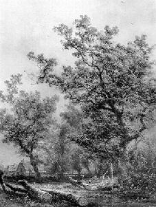 A Figure Seated On A Trunk On The Edge Of A Forest A Figure Seated On A Trunk On The Edge Of A Forest