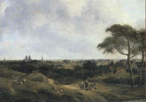 Blick Von Einer Anhohe Auf Kleve by Pieter Lodewijk Francisco Kluyver