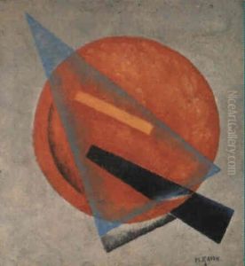 Komposition Mit Kreisform Und Blauem Dreieck by Ivan Vasilievich Klyun