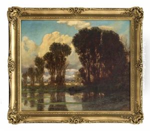 Abendstimmung Am Flus by Ferdinand Knab
