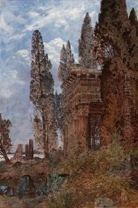 Antique Ruins With A Heron Near A Temple