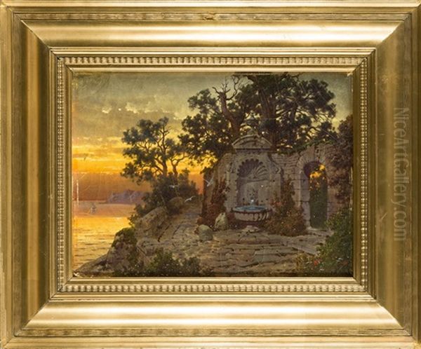 Insbesondere Romantischer Ruinen, Antike Ruine Am Meer Im Abendlicht - view 1