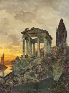 Tempelanlage Im Abendrot by Ferdinand Knab