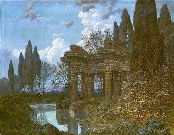 Tempelruine Am Ufer Eines Flusses - view 1