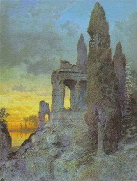 Antike Ruine Bei Sonnenuntergang - view 1