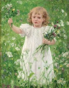 Erwin Knackfus Im Alter Von Drei Jahren In Einer Blumenwiese by Hermann Joseph Knackfuss