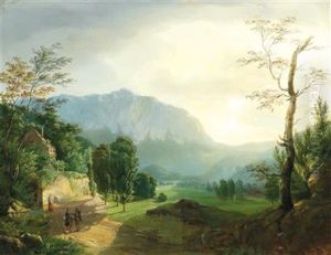 Romantic Landscape With Walkers