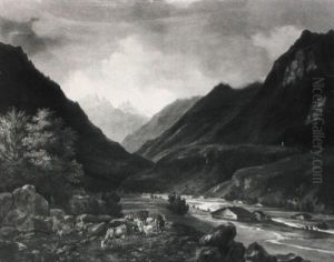 Gebirgstal Bei Abendstimmung by Anton Knapp