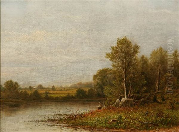 Fisherman By A River, Spring - view 1