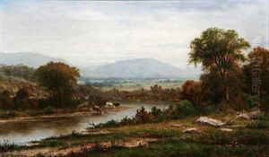 Cattle Watering In Landscape by Charles Wilson Knapp