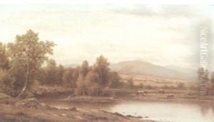 Cows Grazing By The Water by Charles Wilson Knapp