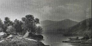 River Landscape With Fisherman by Charles Wilson Knapp