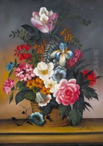 Stillleben Mit Blumen Im Korb